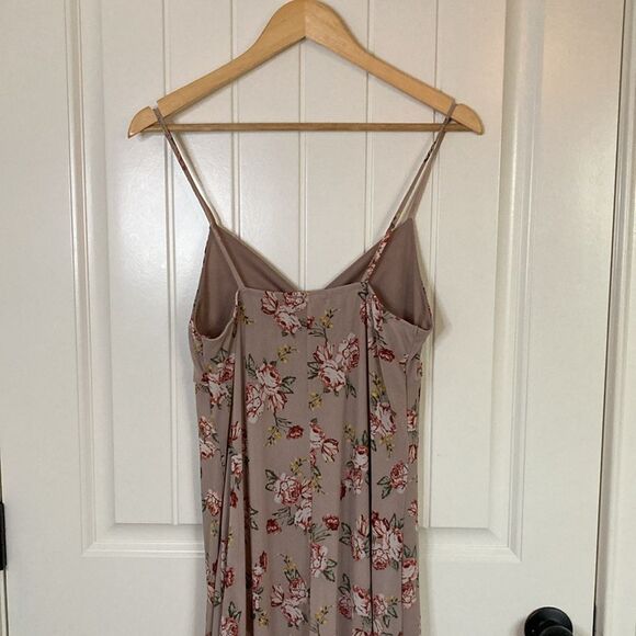 No Comment Womens Slip Style Dress L Blush Taupe Floral Midi Feminine Whimsy - Picture 9 of 10